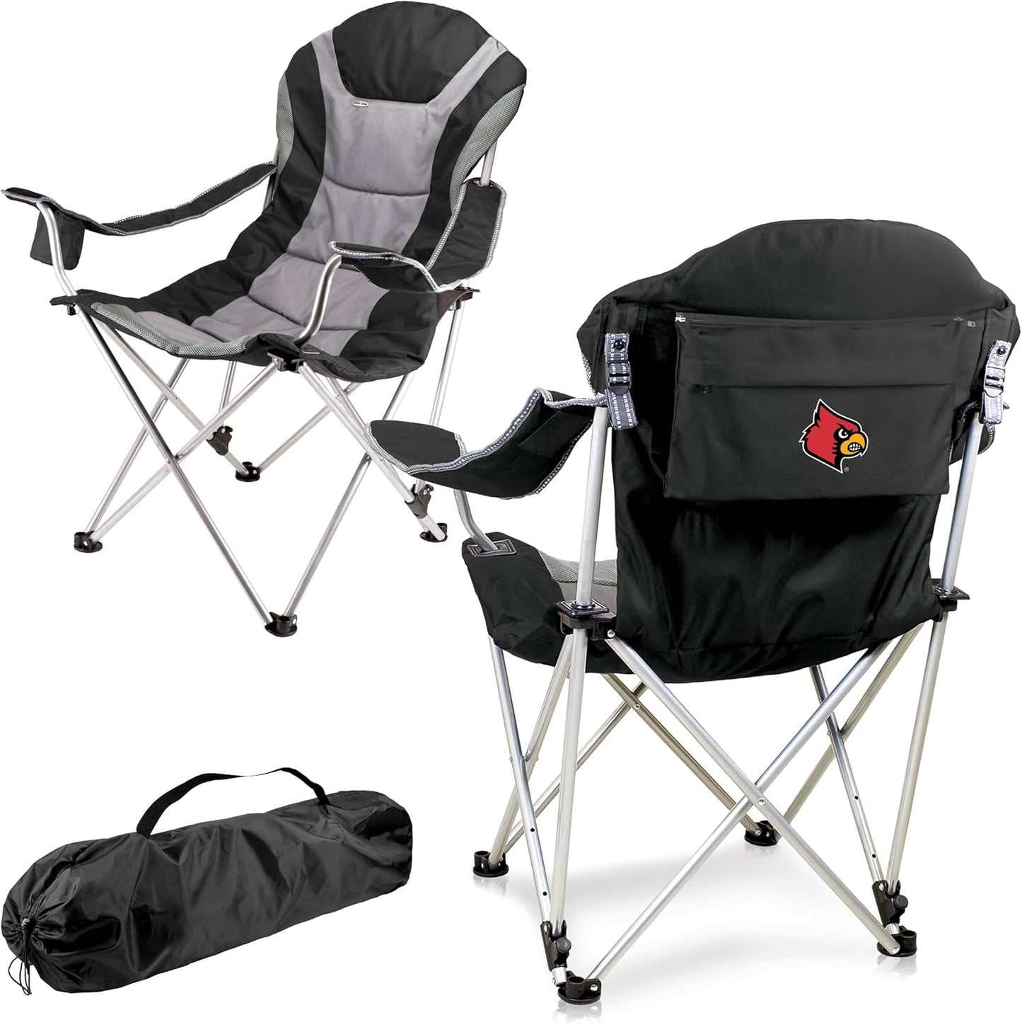PICNIC TIME NCAA Arkansas Razorbacks Reclining Camp Chair - Beach Chair for Adults - Sports Chair with Carry Bag