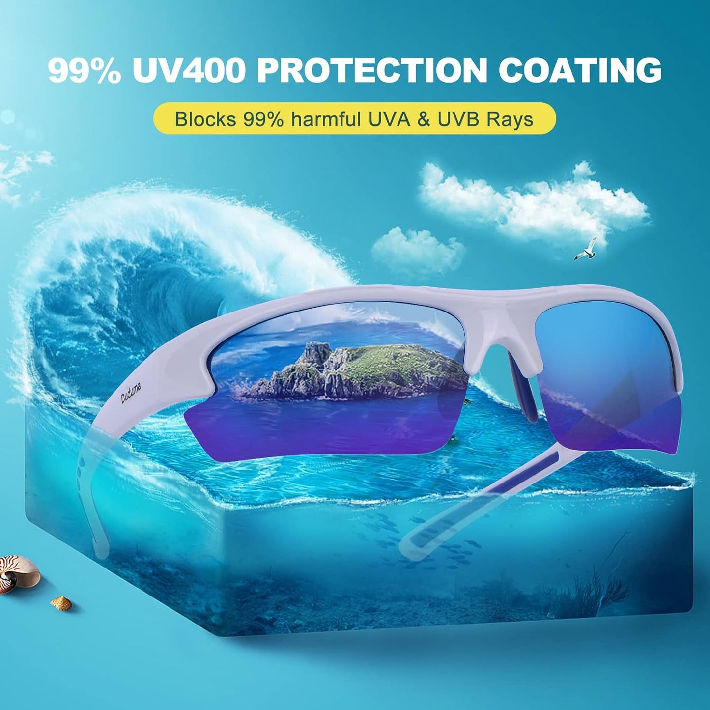 Polarized Sports Sunglasses for Men - Lightweight Tr62 Frame for Fishing, Cycling, Golf & Running