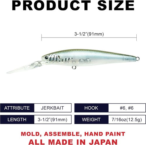 LUCKY CRAFT Staysee 90SP V2, Freshwater Lake Bass Fishing Lure, Jerkbait, Smallmouth, Walleye, Pike, Suspending, Tournament Winning, Deep Diver, Fishing Gear, Fishing Accessories, Fishing Tackle