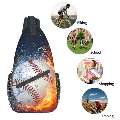 VOOHDDY Baseball Ball Cool Sling Bag For Men Women Travel Hiking Backpack Crossbody Shoulder Chest Bags Casual Daypack Sport