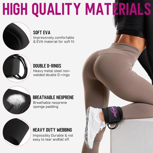 WALITO Exercise Handles and Gym Ankle Straps, Replacement Cable Machine Attachments for Home Gym Equipment, Pulley System, Pilates, Resistance Bands, Strength Trainer
