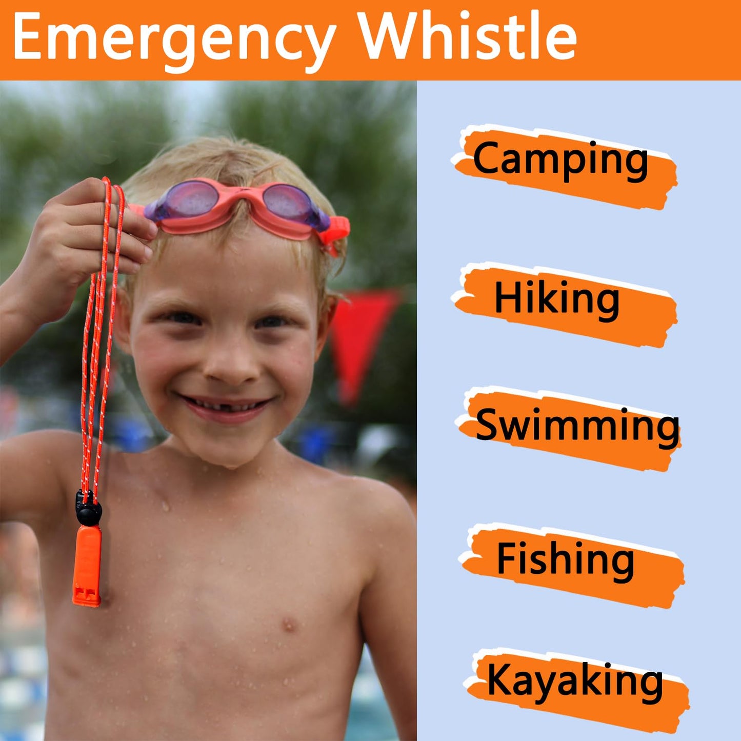 Amzonly Emergency Whistle, 120db Safety Whistle Survival Shrill Loud for Camping Hiking Hunting Boating Fishing Life Vest Jacket Rescue Signaling Kids Lifeguard 5 Pack