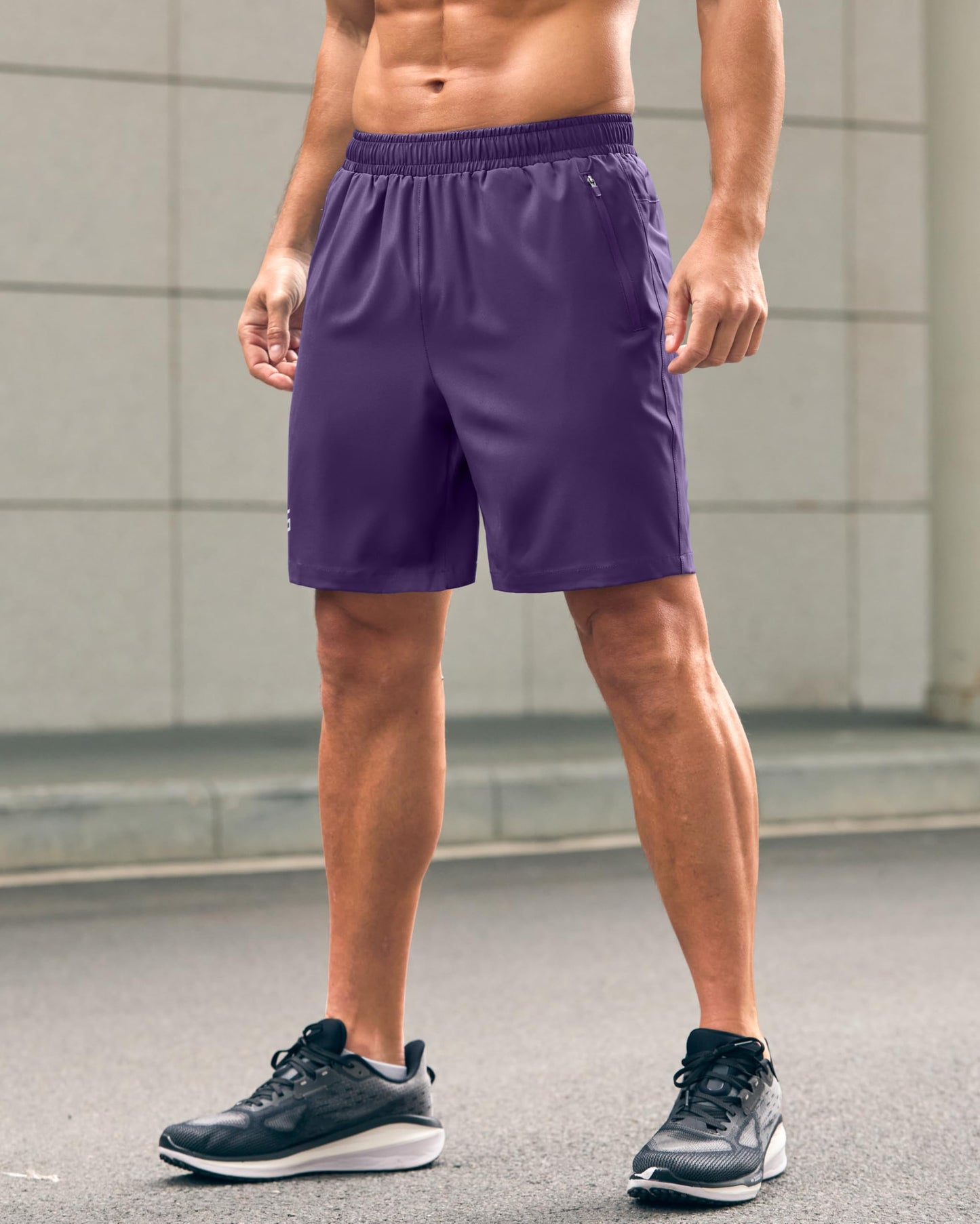 Men's Athletic Running Shorts with Zipper Pockets Quick Dry 7"/ 5"/ 9" Workout Gym Shorts for Basketball Hiking(Purple,7XXXL)