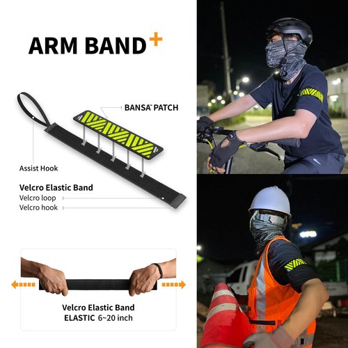BANSA My Reflective Band Ultra-A Green 1pcs - High Visibility Gear for Night Walking,Running,Bike,Motorcycle,Camping,Walking&Cycling | Multiple Use | Orange,Green,White,Red,Yellow