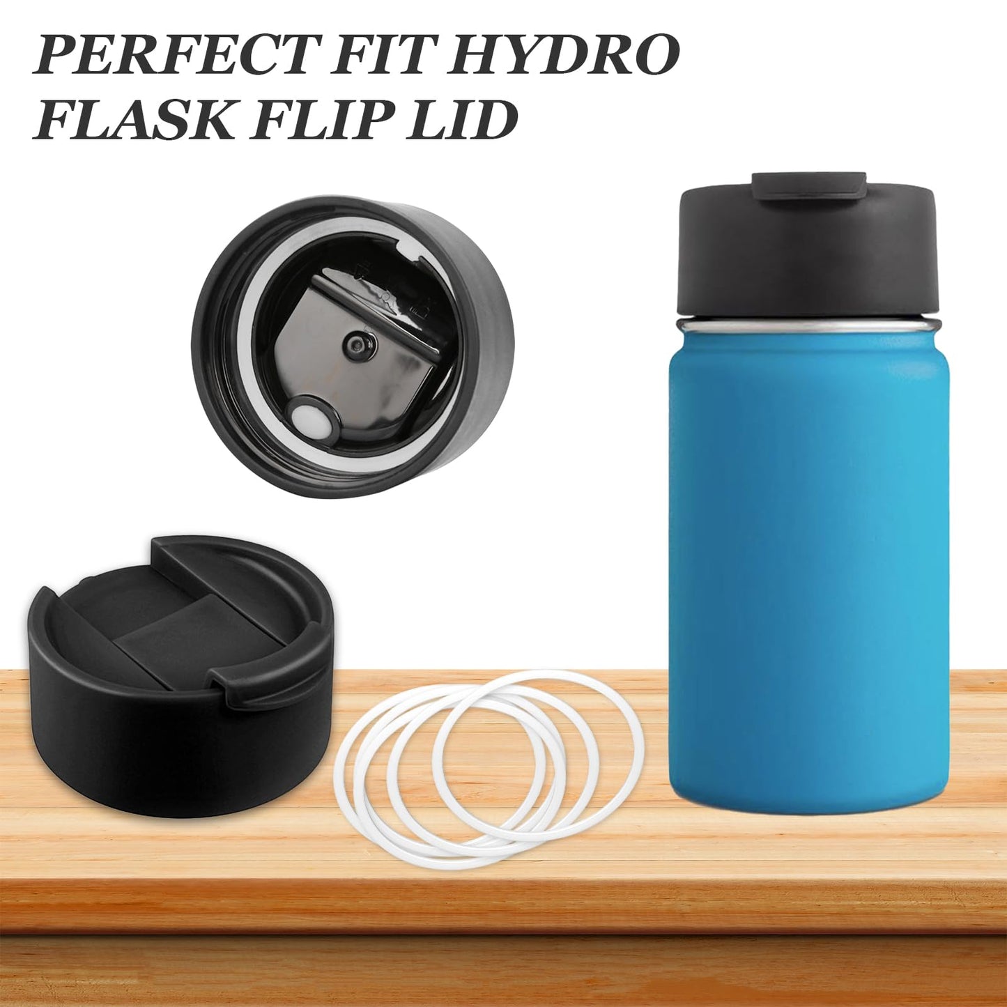 6Pcs Replacement Gasket for Hydro Flask Wide Mouth Flip Lid Cap, 2 inch Silicone O Ring Rubber Seal Stoppers for Hydroflask with Tweezers