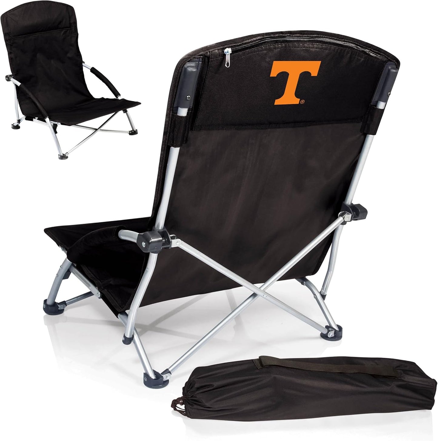 PICNIC TIME NCAA Tranquility Beach Chair with Carry Bag - Low Beach Chair for Adults - Low Lawn Chair