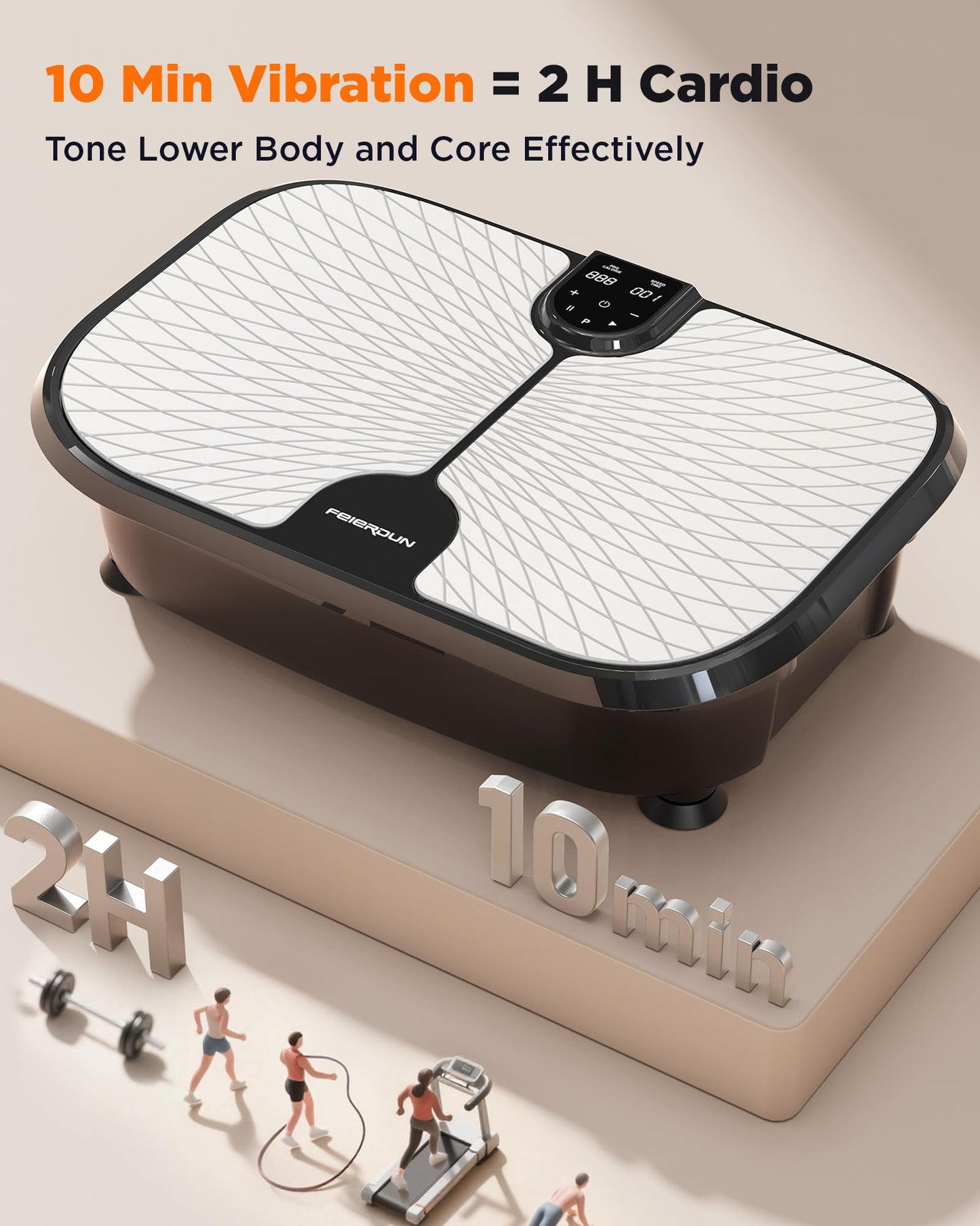 FEIERDUN Vibration Plate Exercise Machine, 400 LBS Capacity Vibration Plate for Lymphatic Drainage, Max Space for Whole-Body Workout & Relaxation at Home-Black