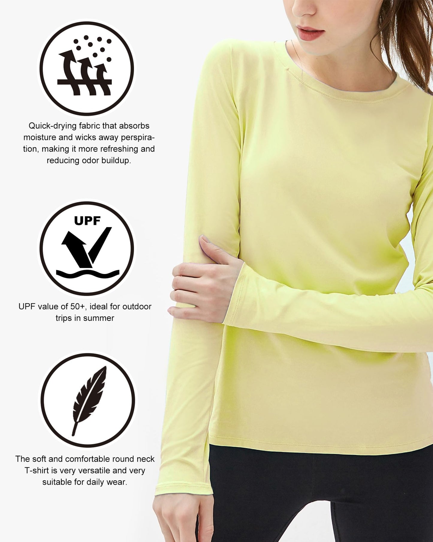 isnowood Swim Shirts for Women, UPF 50+ UV Sun Protection Long Sleeve Shirt, Lightweight Quick Dry Workout Hiking Running Rash Guard Top Bud Green
