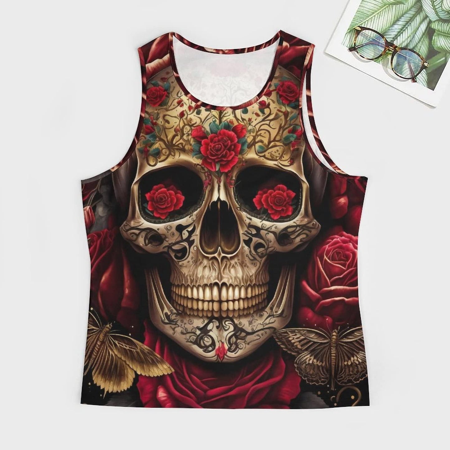 Skull Print Mens Tank Graphic Tee Tops Cool Gym Workout Rave Summer Sleeveless Shirts Men's Tank Tops Quick Dry Rave Funny T-Shirt LargeSkull-a