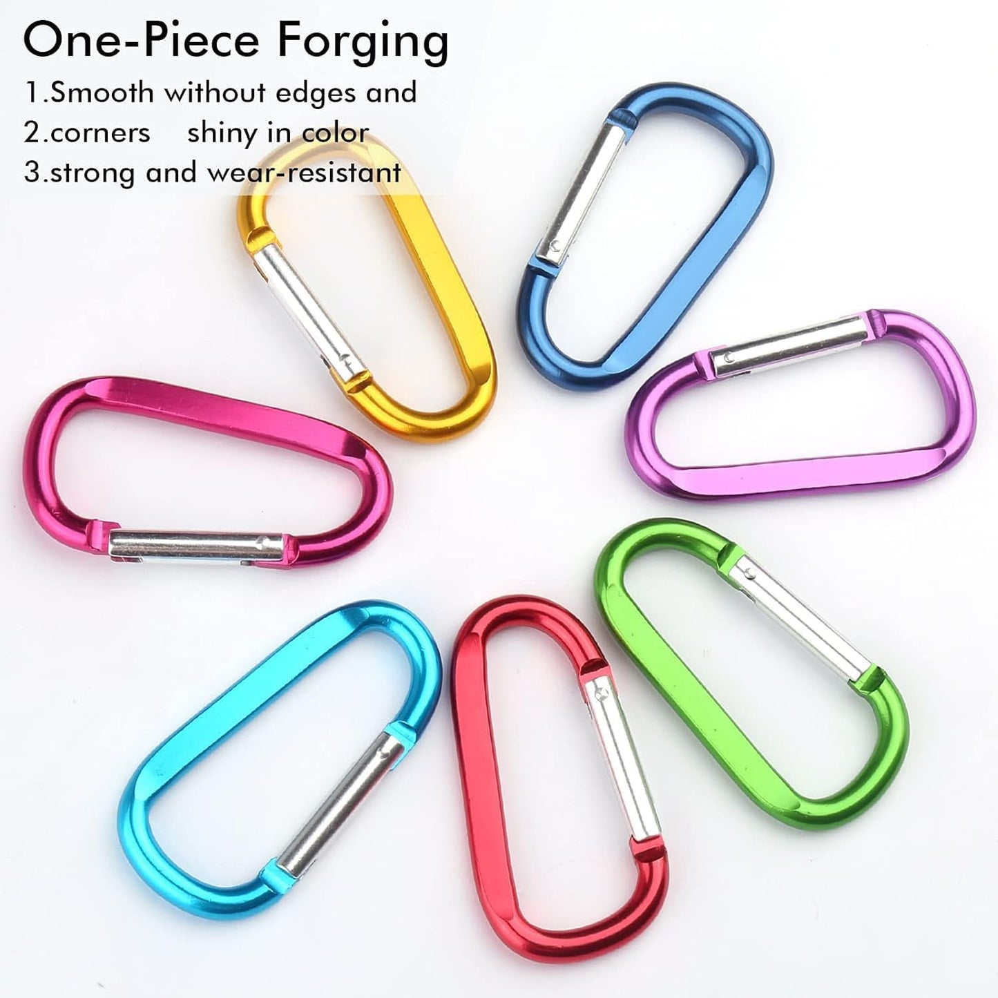 6PCS Black Carabiner Caribeaner Clip,3" Large Aluminum D Ring Shape Carabeaner with 6PCS Keyring Keychain Hook…