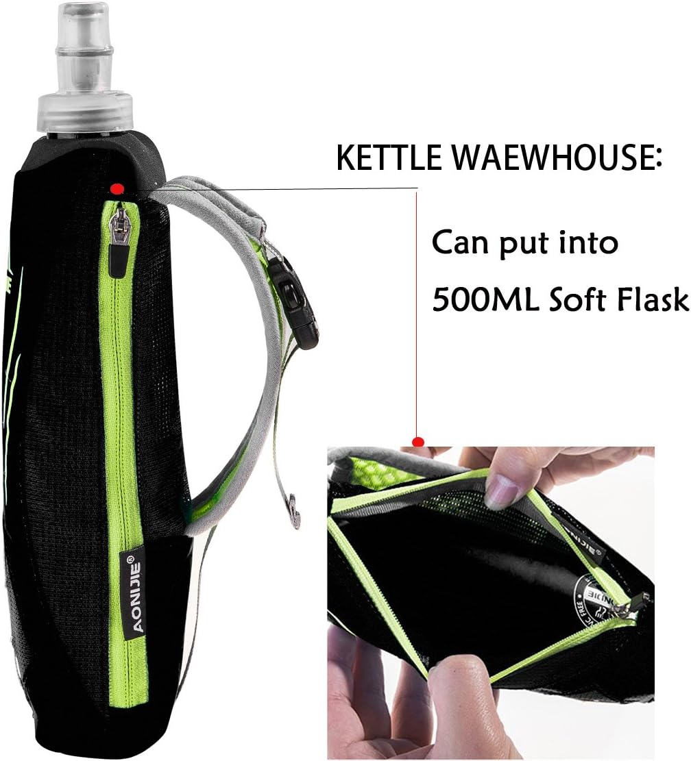 Geila Handheld Water Bottle for Running, 17 oz Grip Handheld Bottle with Hand Strap Hydration Pack, Sport Soft Flask