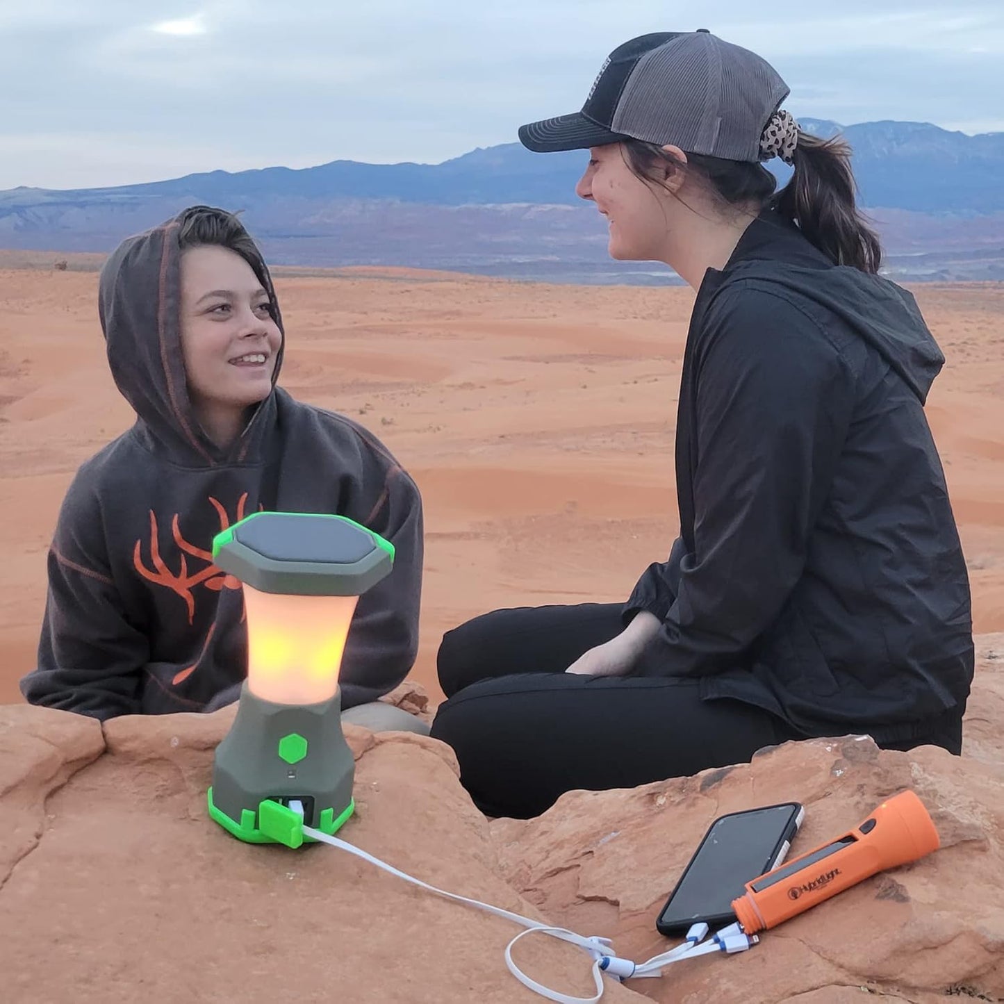 Atlas 600 Solar LED Waterproof Camping Lantern with Micro USB Charger, Black