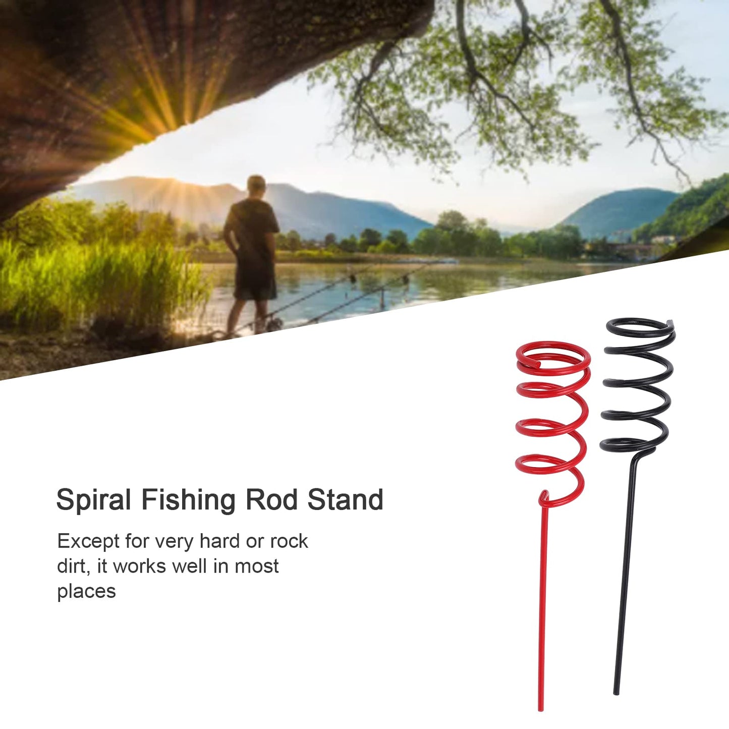 2Pcs Fishing Rod Holder,Heavy Duty Spiral Fishing Rod Ground Support Stand Holder Metal Fishing Tackles