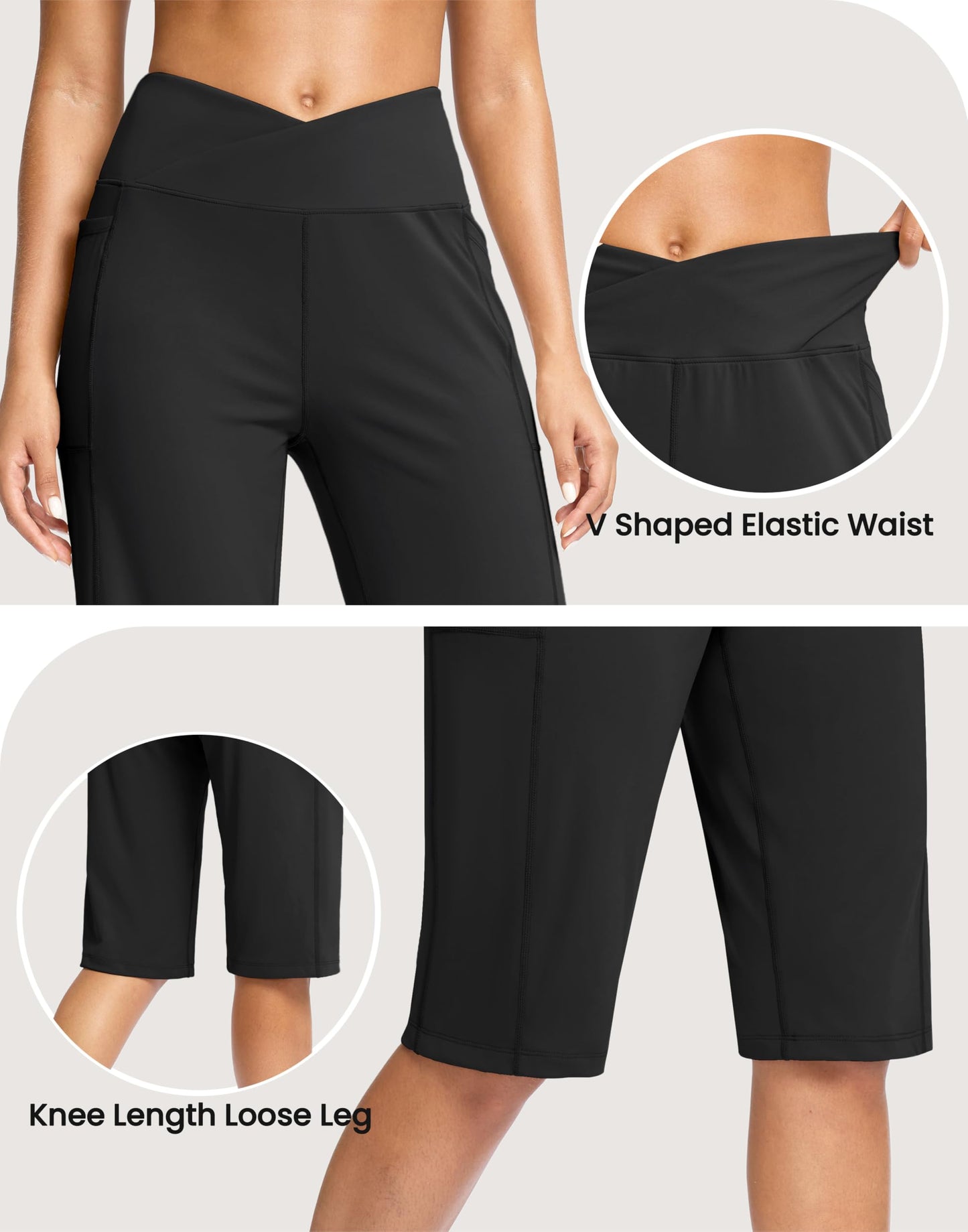 G Gradual Women's 14" Bermuda Long Shorts Knee Length High Waisted Athletic Shorts with Pockets Stretch Casual Summer Walking(Black,XXXL)