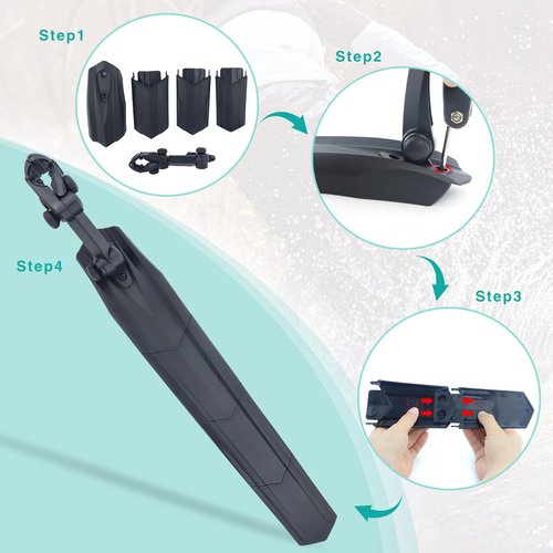 WEEROCK Front and Rear Bike Fender Frame Downtube Bicycle Mudguard and Adjustable Rear Bike Fender for 24 26 28 Inch Bicycle, Mountain Bike,MTB, Road Bike