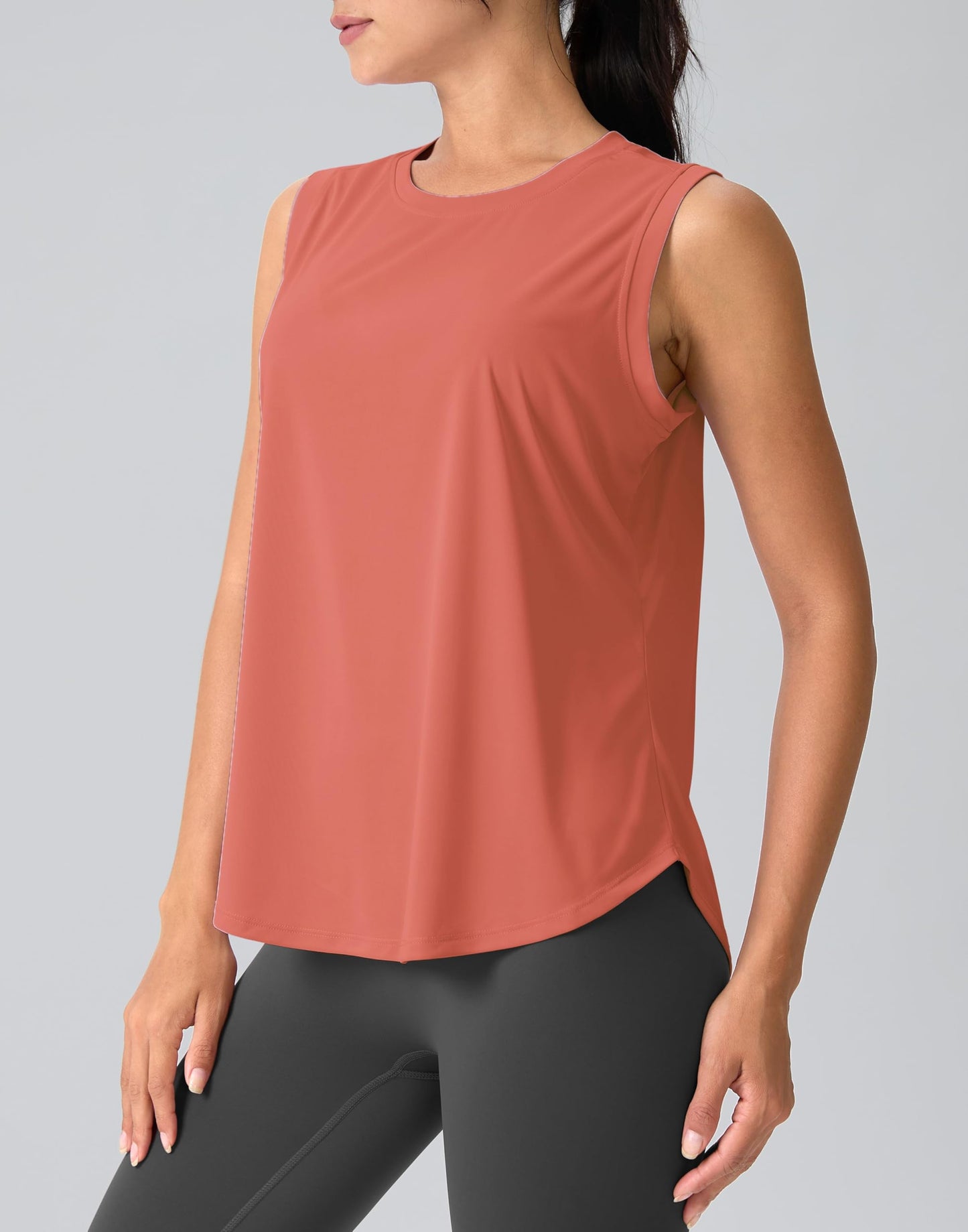 SANTINY Women's Sleeveless Workout Tops Breathable Lightweight Active Tennis Yoga Shirts Athletic Running Tank Tops for Women (Coral_S)