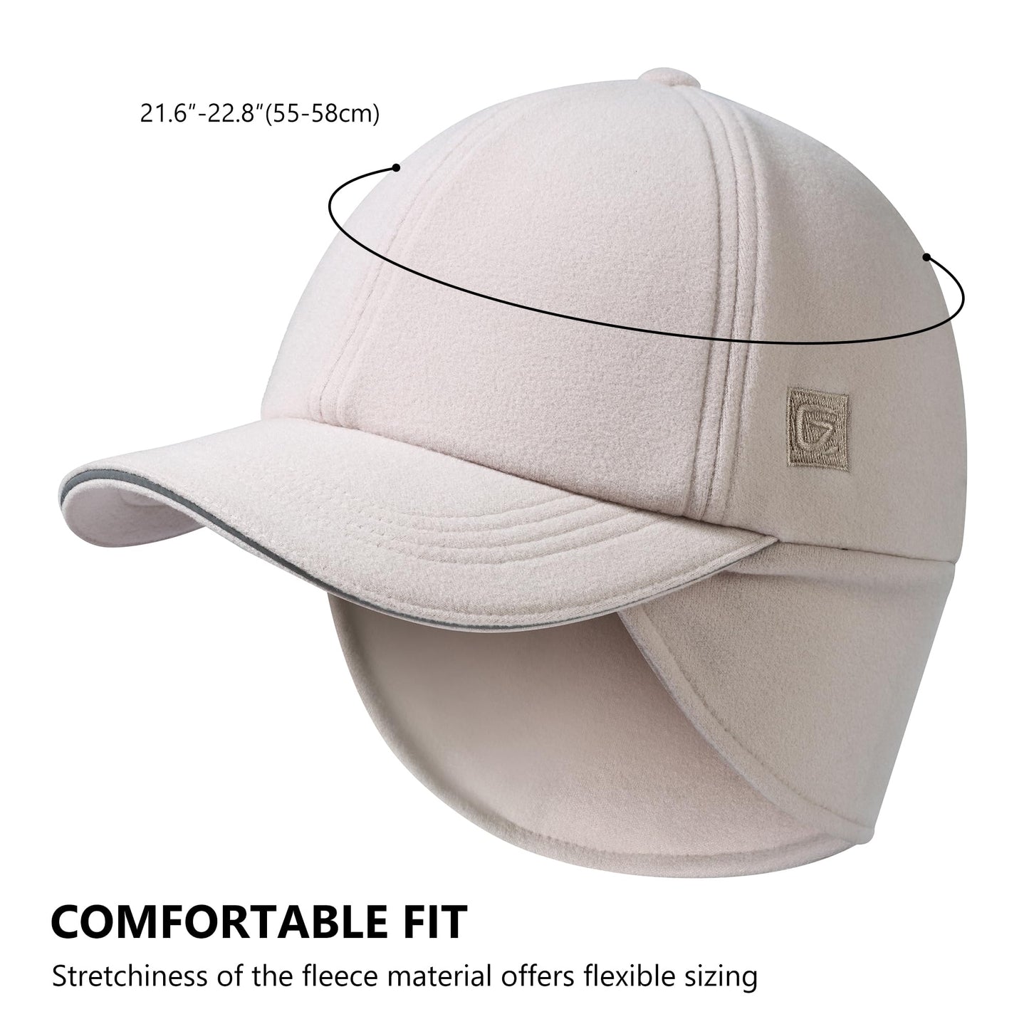 GADIEMKENSD Women's Fleece Ponytail Hat with Reflective Winter Ear Flaps Cold Hat with Adjustable Headband and Drop Down Ear Warmers Ball Cap Beanie for Snowy Golf Skiing Hiking Running Khaki