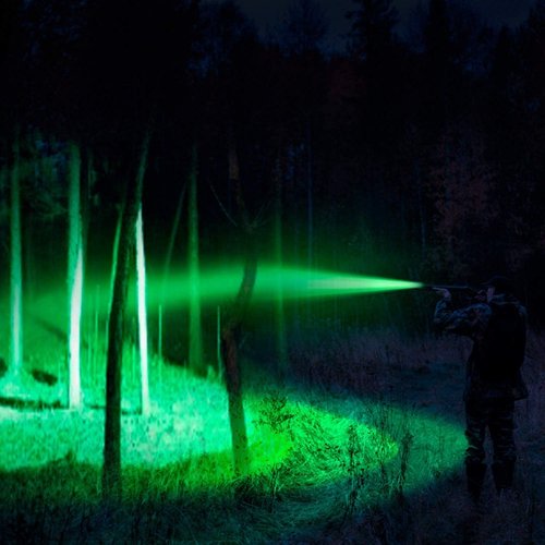 BESTSUN Predator Light with Green Red White LED Hunting Flashlight, Pressure Switch, Barrel & Scope Mount for Hogs Coyotes Varmints Raccoons Coon Deer Night Hunting