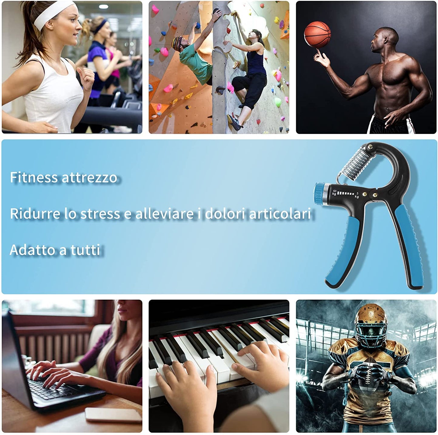 Adjustable Grip Strength Trainer 11-132LBS, Forearm Exerciser & Hand Grip Strengthener With Non-Slip Handle | Hand Gripper Strengthener, Strength Training & Therapy (BLUE)