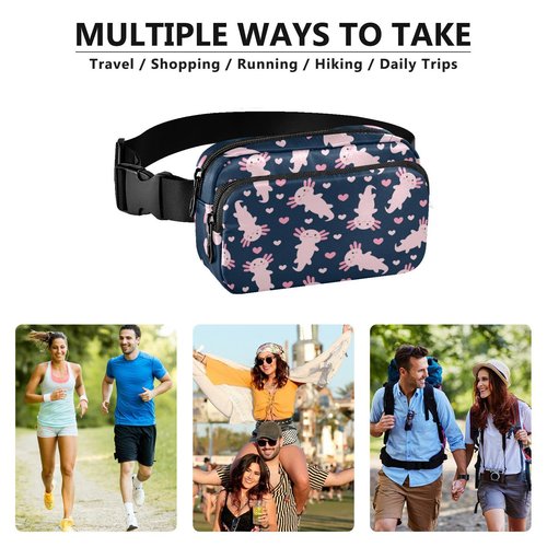 Yasala Fanny Pack Crossbody for Women & Men Cartoon Axolotl Waistpack with Adjustable Strap Pack Belt Bag Hip Bum Bag for Running Hiking Cycling Workout Traveling