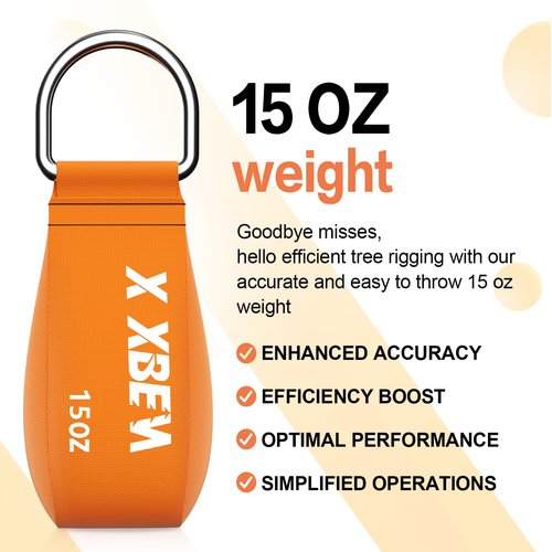 XBEN Arborist Throw Line Kit with 15oz Throw Weight, 150ft 3/19" Slick Rope & Reflective Storage Bag, Polyester Coated for Tree Trimming, Camping, Forestry Gear (4"x6" Orange Bag)