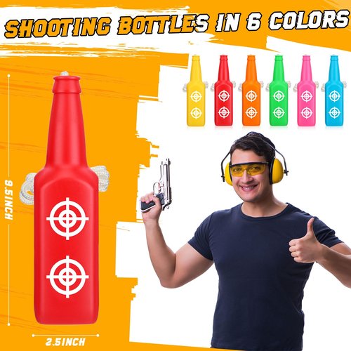Tiangrid 6 Pack Shooting Bottles Shatterproof Bottle Targets with Rope Hanging Targets for Firearm Target Practice Shooting Accessories for Indoor Outdoor Gun Ranges