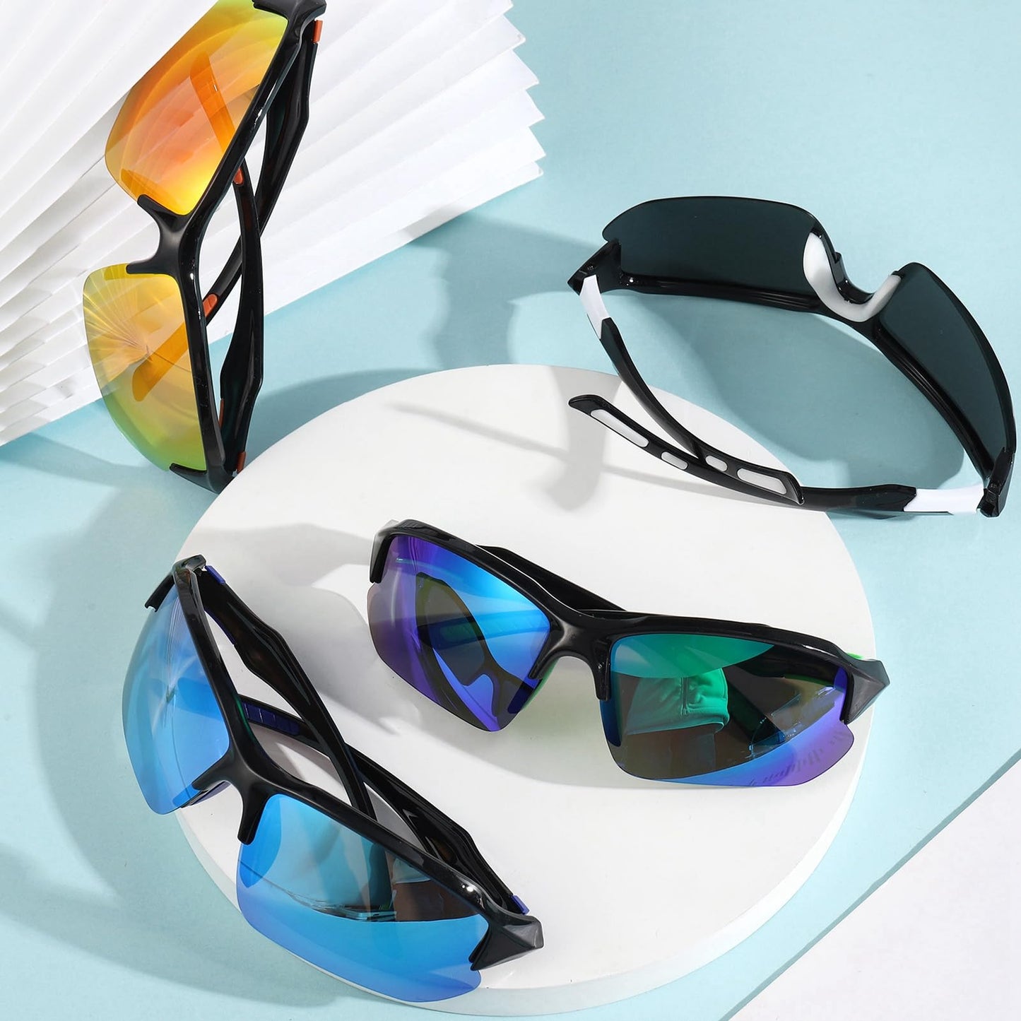 GGSTDDUP 4 Pack Polarized Sports Sunglasses for Men Women Baseball Cycling Running Fishing UV Protection Sun Glasses Lightweight Half Frame Goggles