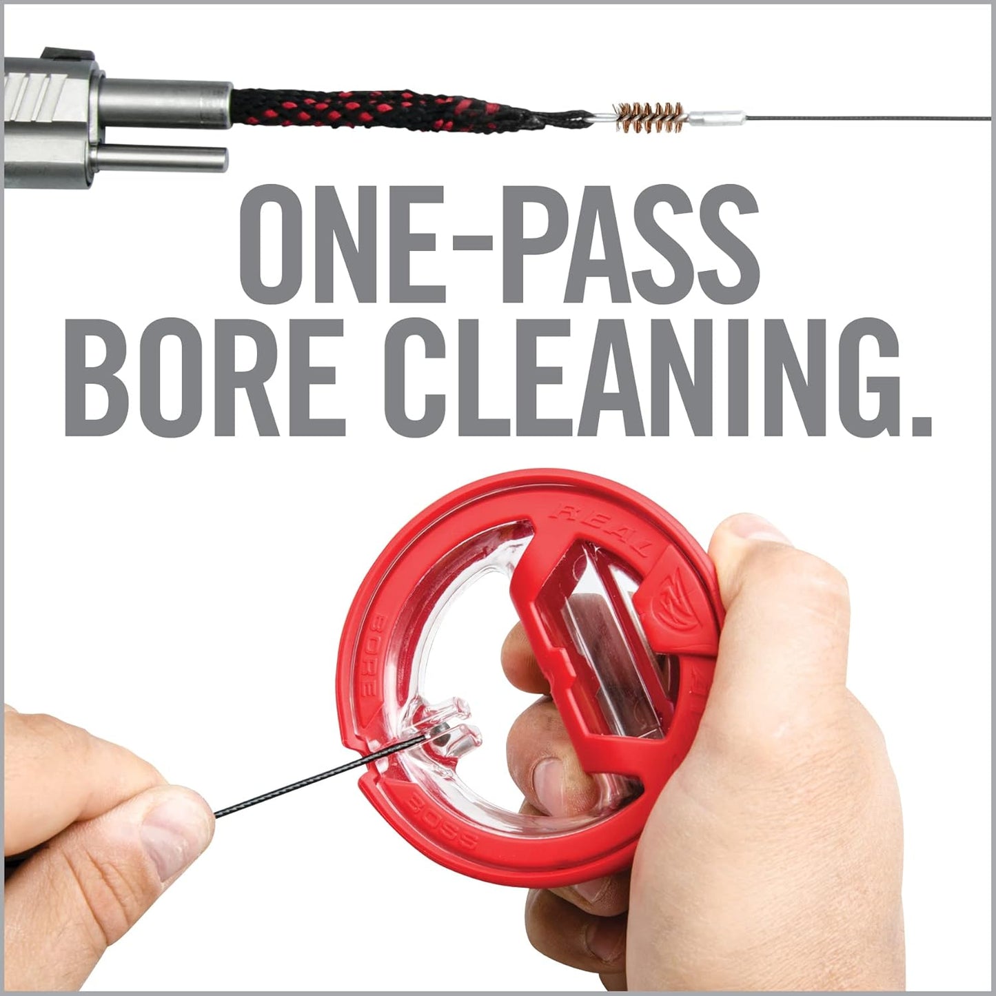 Real Avid Bore Boss Gun Cleaning System - Rapid Pull Through Barrel & Bore Cleaning Cable with Integrated Brush & Mop - Choose Style Below