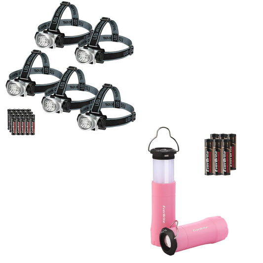 EverBrite 5-Pack LED Headlamp and 2-Pack 2-in-1 Mini Lanterns and Flashlights
