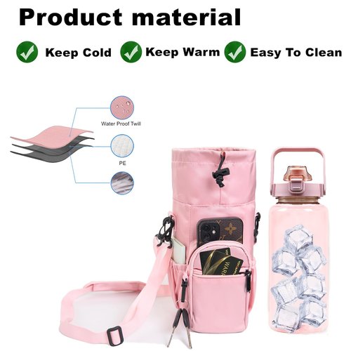 Water Bottle Sling Carrier，20/32/40 Oz Water Bottle Carrier Bag With Phone Pocket Insulated Crossbody Water Bottle Holder With Adjustable Shoulder Strap, Ideal For Hiking, Camping, And Traveling.