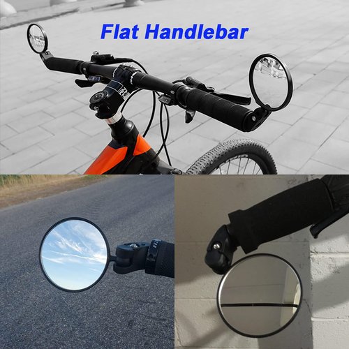 Bike Mirror, Bicycle Mirrors for Handlebars with 360-Degree Rotation and Unbreakable Convex Rearview Lens for Safe Cycling (2 Sets)