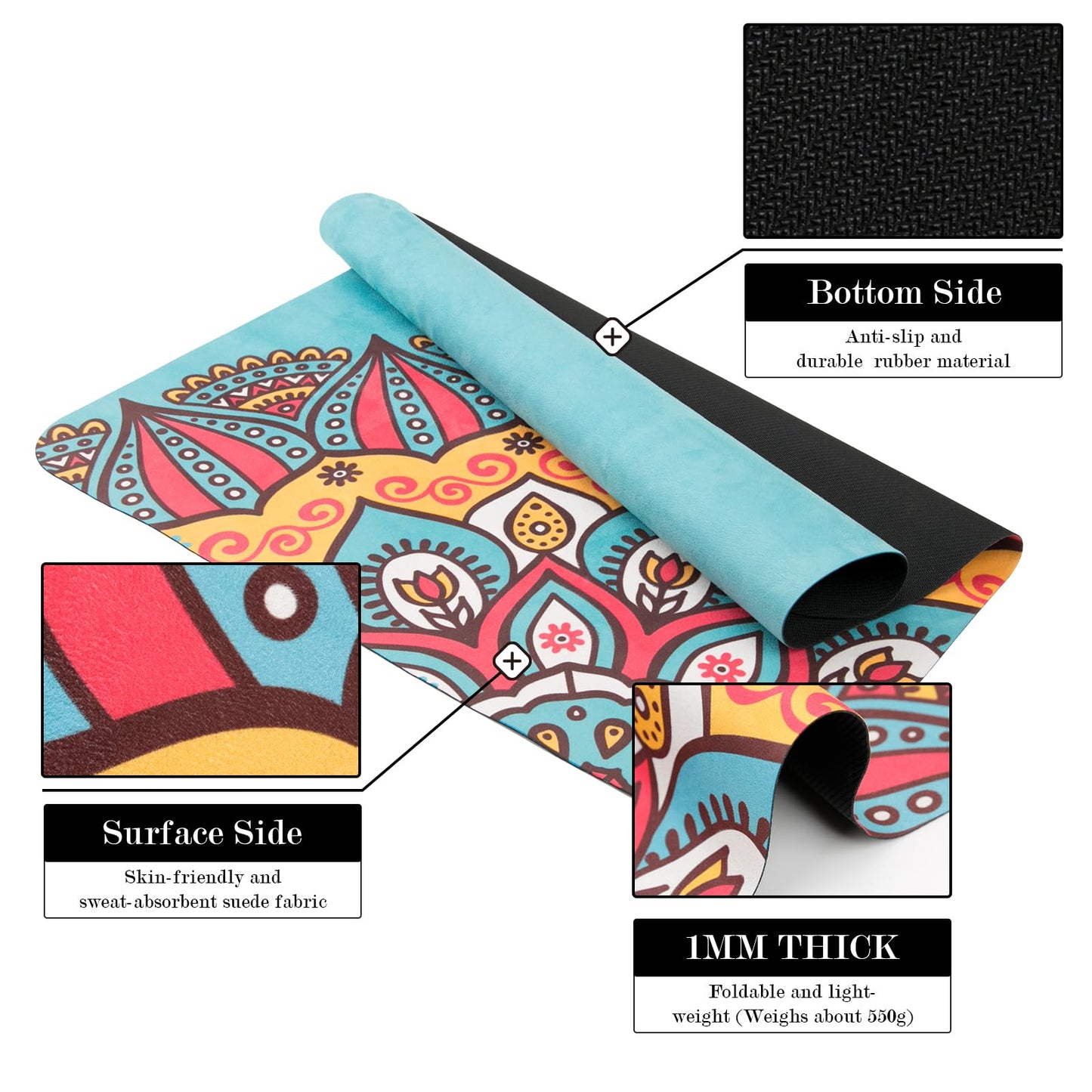 JOOEER Pilates Reformer Machine Mat, Non Slip Pilates Reformer Cover Lightweight Foldable Washable Pilates Reformer Mat for Gym Fitness, Green