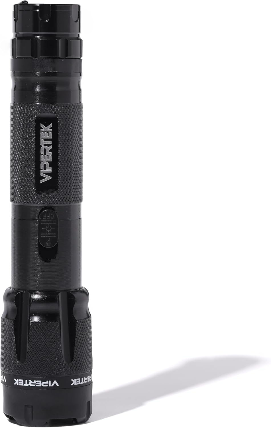 VIPERTEK VTS-T03 Aluminum Stun Gun for Self Defense Rechargeable with LED Flashlight, Black
