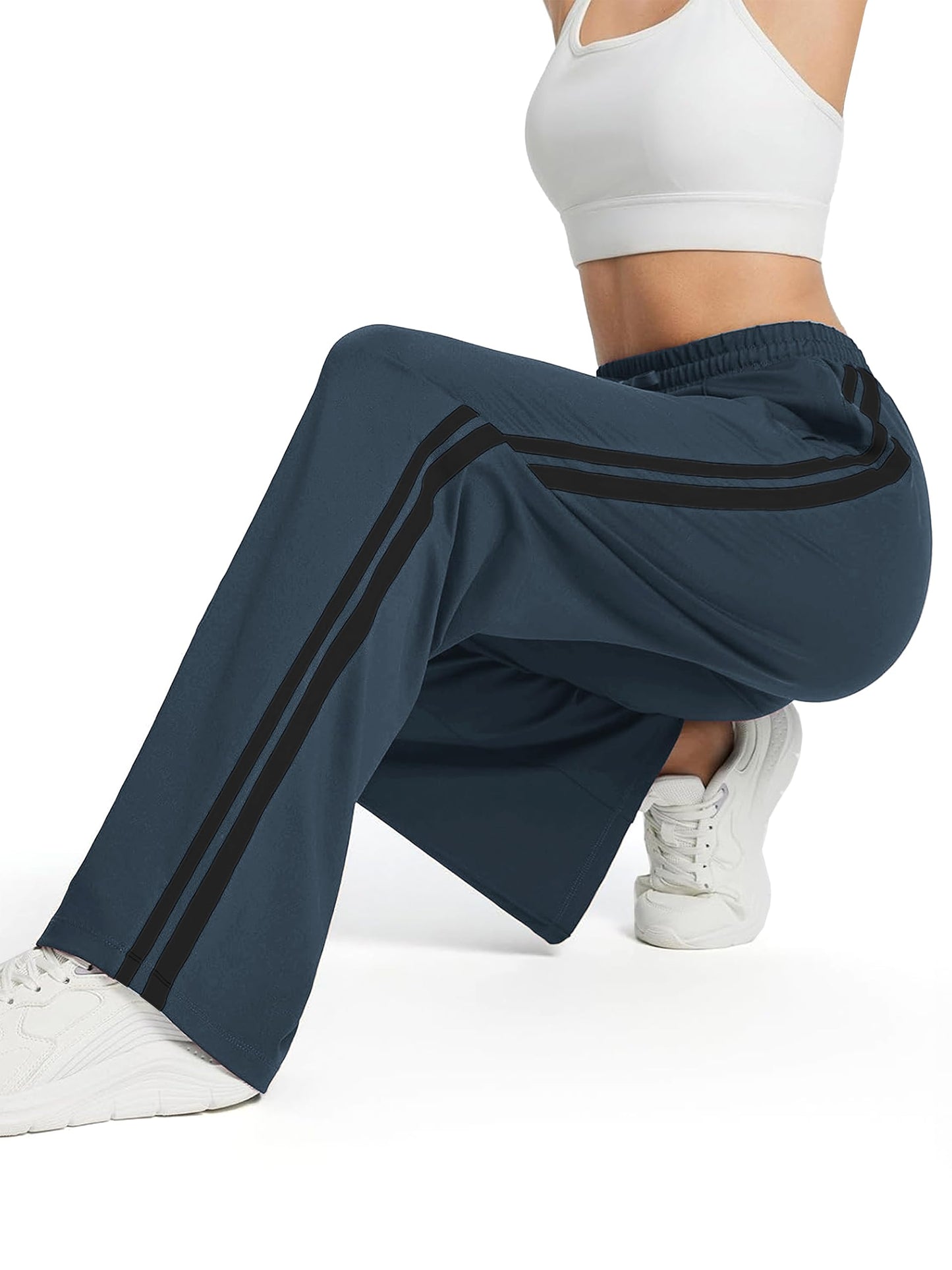 Tapata Women's 30" Inseam Regular Track Pants Loose Straight Leg Jogging Sweatpants Warm-Up Sports Athletic Running, Dark Grey, M
