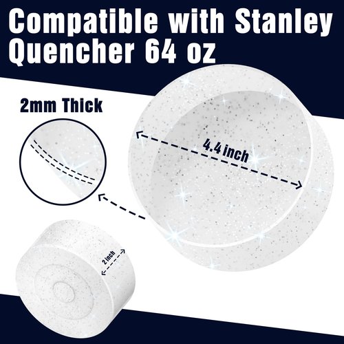 Vmini Protective Glitter Silicone Boot Compatible with 64 oz Stanley Quencher H2.0 FlowState Tumbler With Handle, Anti-Slip Bottom Sleeve for Stanley Cup 64 oz Accessories (Transparent Silver)