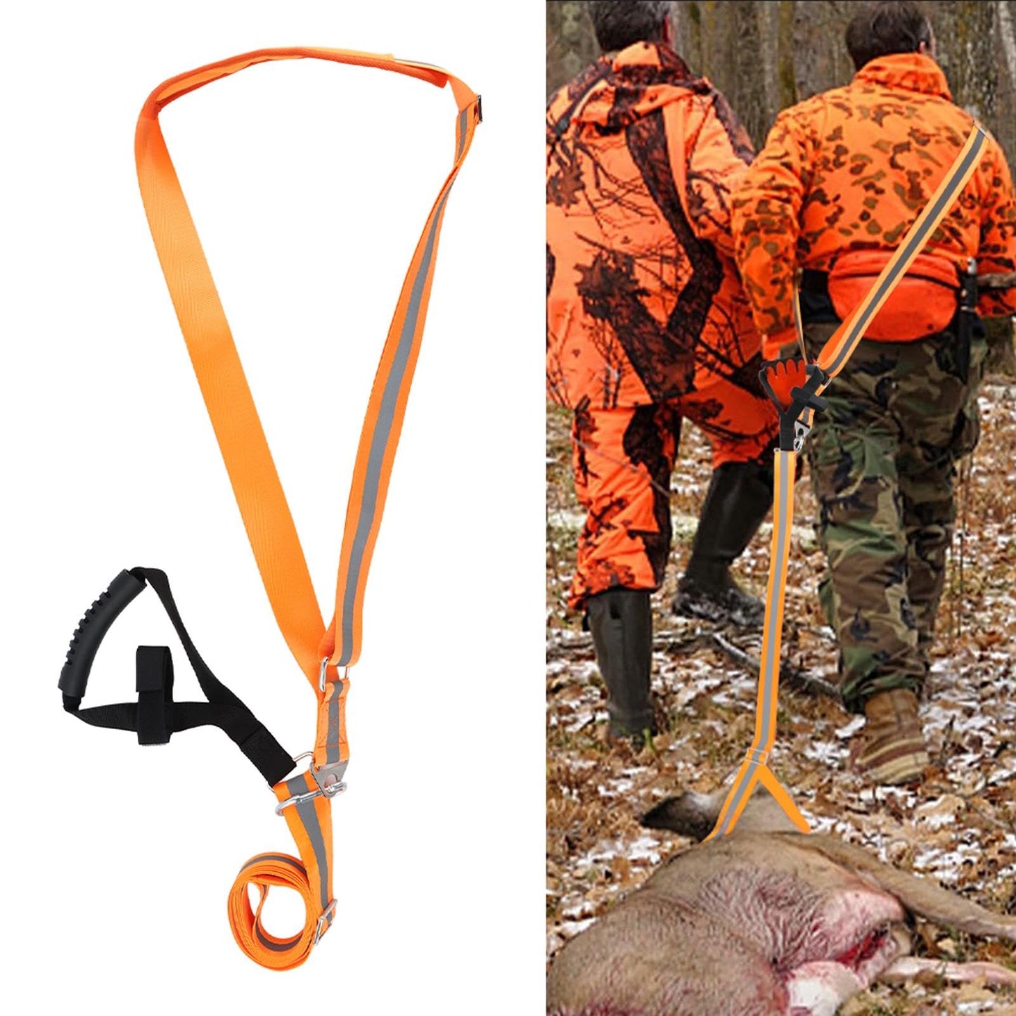 Kakalote Deer Drag Harness Hunting Gear, Heavy Duty Deer Drags Rope Deer Pulling Harness with Adjustable Shoulder Strap & Non-Slip Handle, Deer Hunting Accessories for Deer Hunters