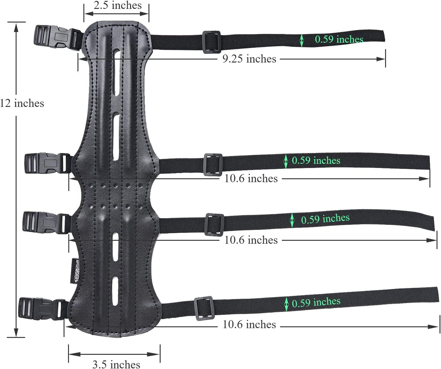 TOPARCHERY 12" Ultra Light Weight Leather Arm Guard Adjustable 4 Strap for Archery 1pk