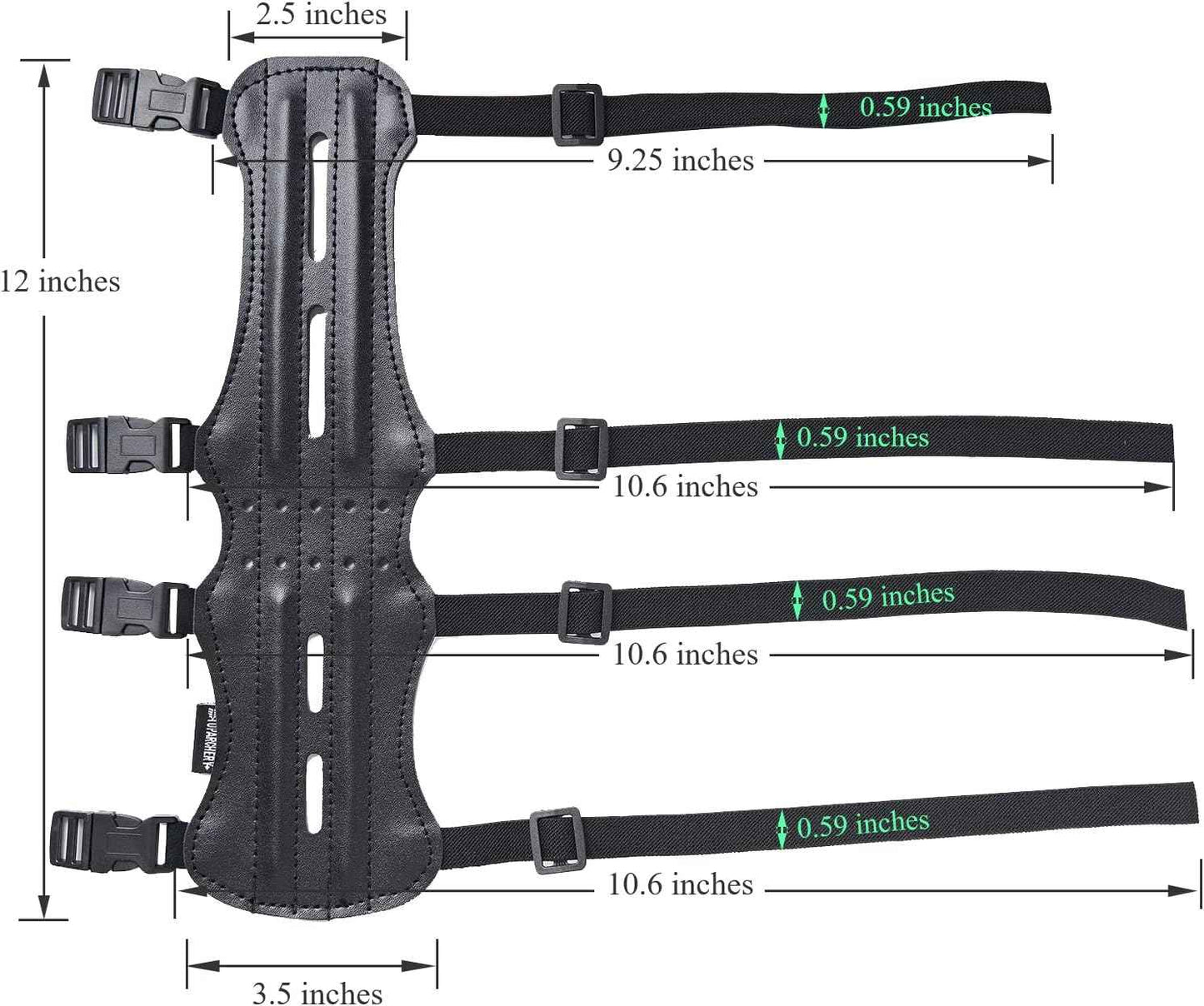 TOPARCHERY 12" Ultra Lightweight Leather Arm Guard - Adjustable 4-Strap for Archery