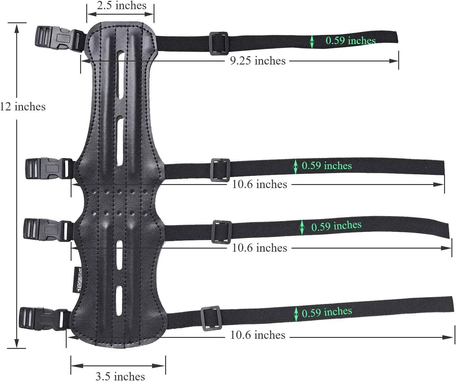 TOPARCHERY 12" Ultra Lightweight Leather Arm Guard - Adjustable 4-Strap for Archery