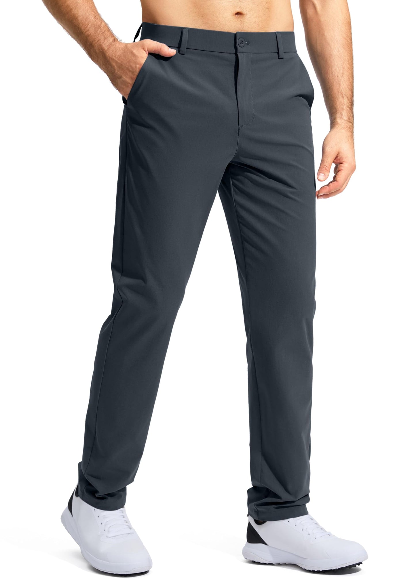 Pudolla Men's Golf Pants Mens Stretch Dress Pants 32 Lightweight Quick Dry Casual Slacks Work Pants with Pockets(Iron Grey 40Wx32L)