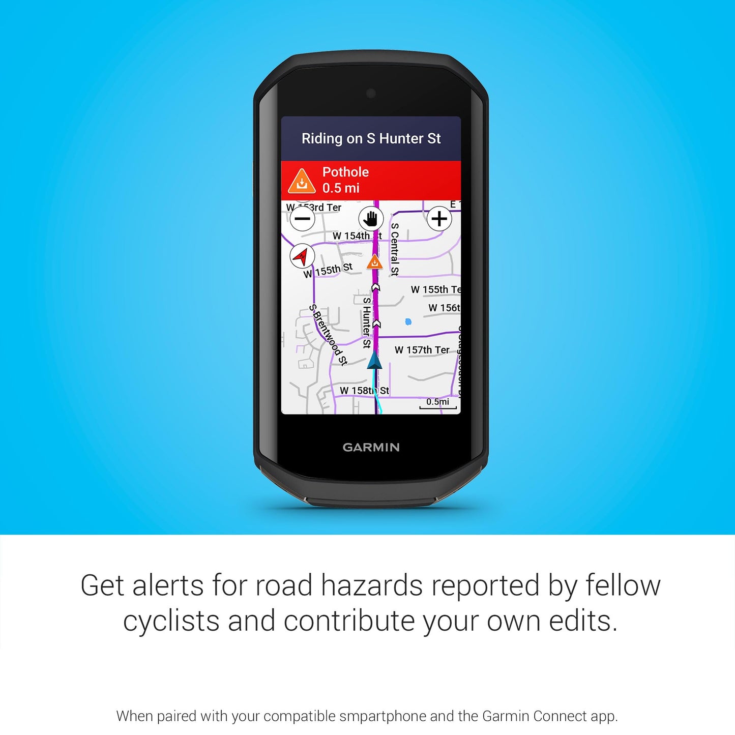 Garmin Edge 1050®, Premium Cycling Computer, Vivid Color Touchscreen Display, Built-in Speaker, Advanced Training and Group Ride Features, Road Hazard Alerts