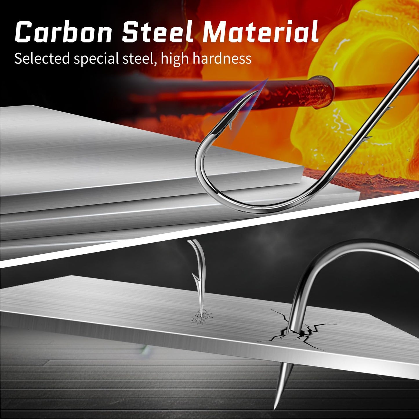 FishTrip Baitholder Hooks Fishing Offset- 100pcs Bait Holder Fish Hook Double Barbed/Long Shank/Closed Eye/Black for Fishing Rigs Freshwater Saltwater 12#