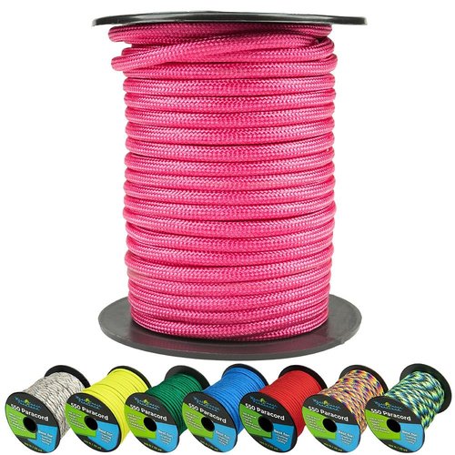 West Coast Paracord 550lb Paracord Spools – 7 Strand Type III Tactical Parachute Cord for Hiking, Camping, and Fishing – Neon Pink (100 ft)