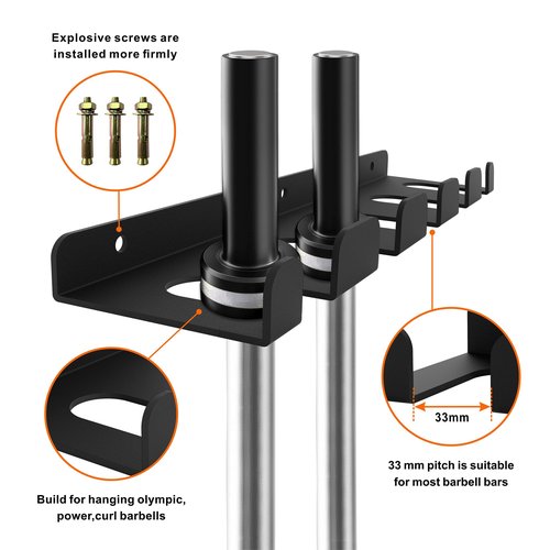 YZZHAJ Vertical Wall Mounted Olympic Barbell Holder, Bar Holder, Barbell Storage Rack, Gym Rack Organizer, Home Gym Accessories Hanger for Home, Garage Gym