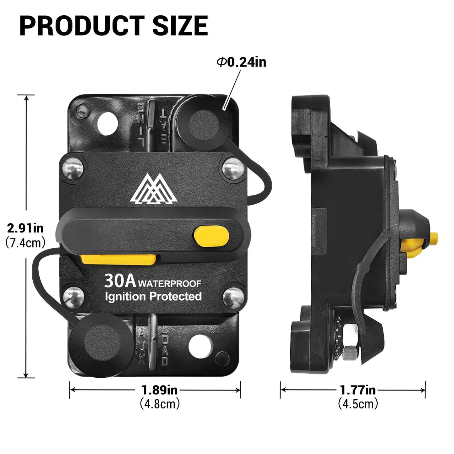 30 Amp Circuit Breaker Switch 30A Waterproof Fuse Inline Holder with Manual Reset Car Marine Trolling Motors Boat RV ATV 12V-48VDC Waterproof Audio System