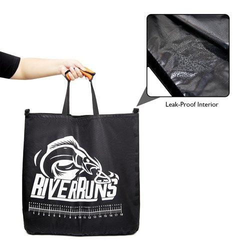Heavy-Duty Fish Weigh-In Bag with Detachable Mesh Liner, 23.6 x 22.4 Inches Leak and Rip Resistant Fish Bag with Measuring Scale and Detachable Shoulder Strap