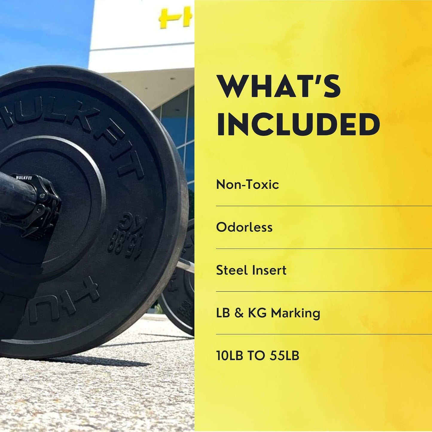 HulkFit 2-inch Sport Series Olympic Weight Plates Bumper Plates for Barbell Weightlifting Strength Training with Shock Absorbing Low Bounce Technology - Black & Multicolor