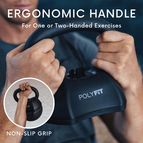Polyfit Adjustable Kettlebell Set | 30/40/50 lbs | Kettlebell Weights for Home Gym (BLACK - 50 LB)