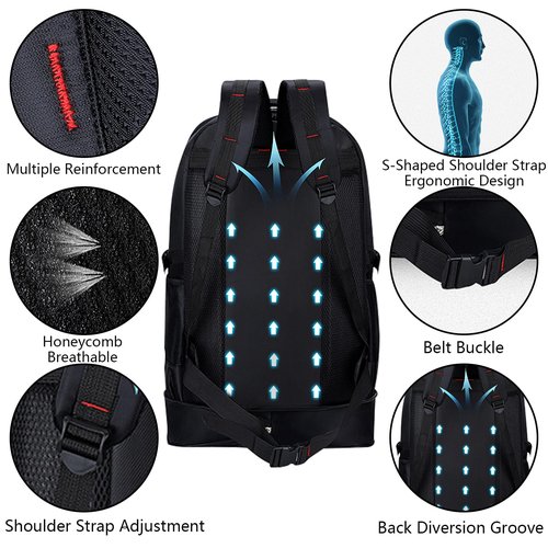 Wesoke 65L Hiking Backpack Black, Expandable Travel Hiking Daypacks, Waterproof Large Camping Backpack for Men Women, Foldable Lightweight Outdoor Sport Backpacking Backpack for Climbing Touringr