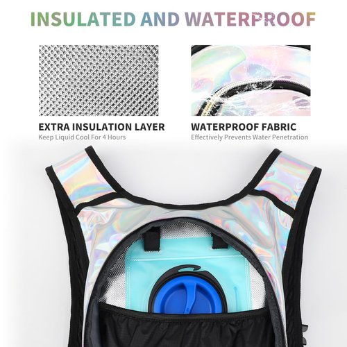 Coolfel Hydration Pack, Hydration Backpack with 2L Hydration Bladder, Festival Essential Water Backpack, Lightweight Hydration Bag Hydropack Hydro for Running, Biking, Music Festival Gear, Rave